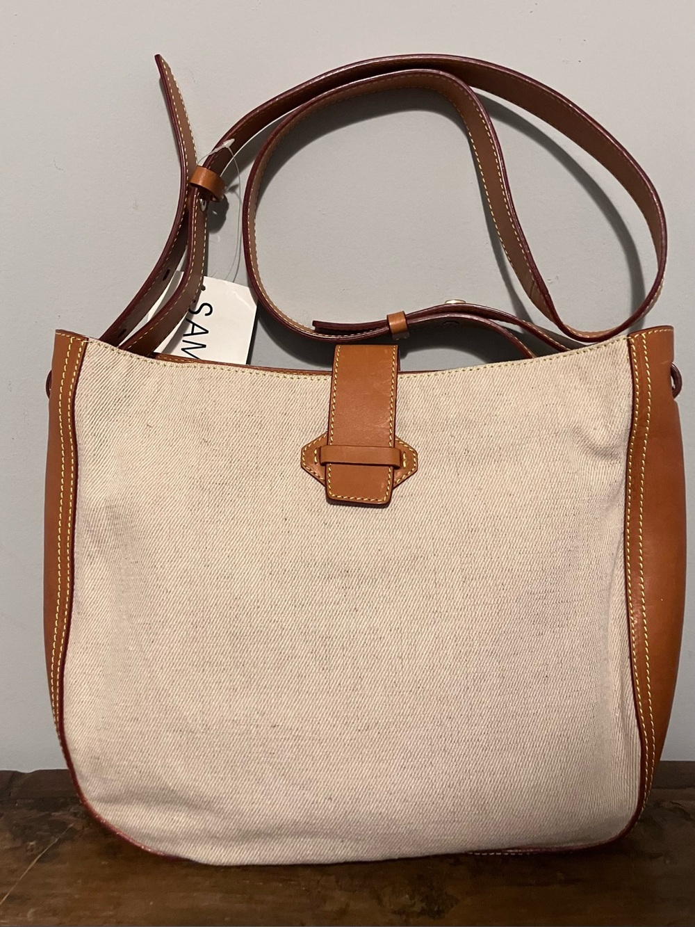 J. McLaughlin canvas and leather shoulder bag - Picture 3 of 12